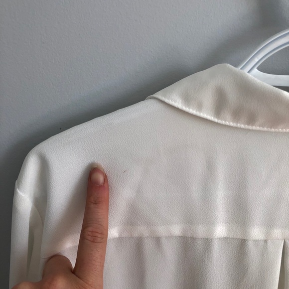 White Chiffon Blouse/Work Top with Gold Accents - Picture 5 of 5